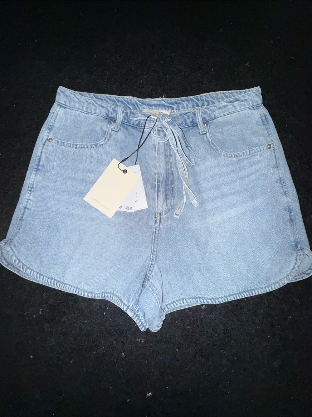 NEW Current/Elliott Light Blue Tie-Waist SOFT RELAXED FIT Denim JEAN Shorts SZ 8 - Picture 4 of 12